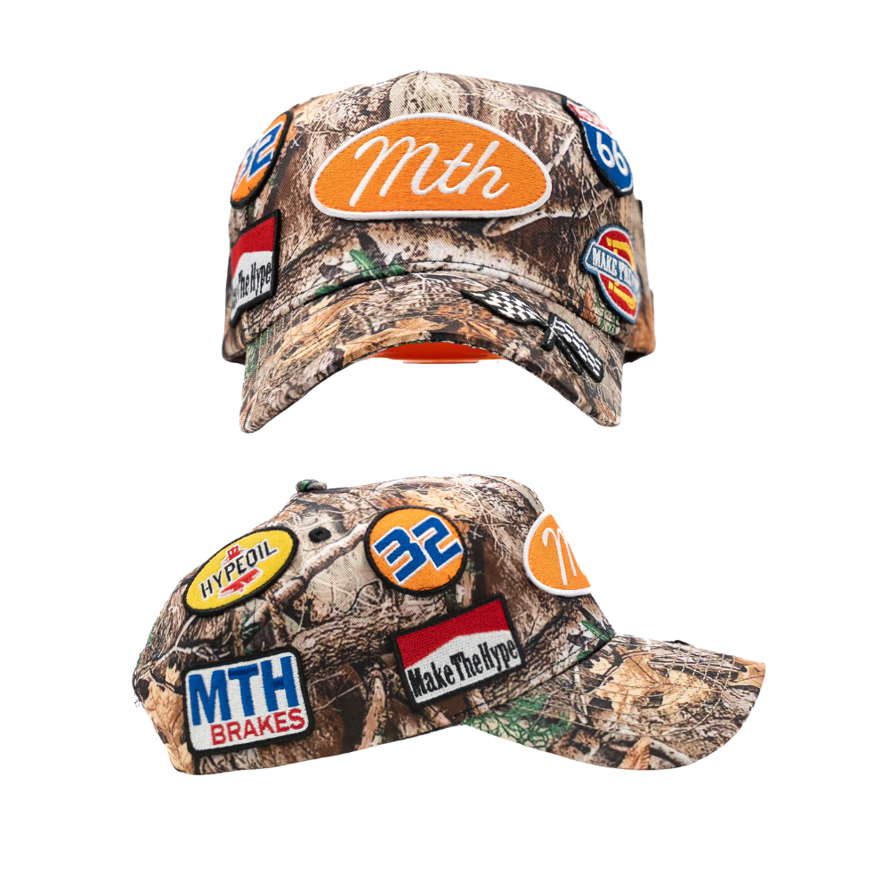 Speedway Camo Patch Hat distressed brim option