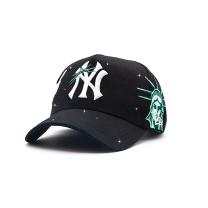 NY Liberty Hat skyline and rhinestone detail
