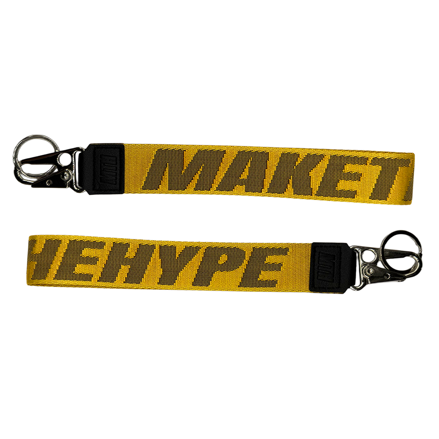 Yellow MTH Keyloop woven strap and eagle hook detail