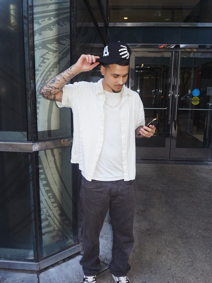 batterydiedx wearing LA Skeleton hat