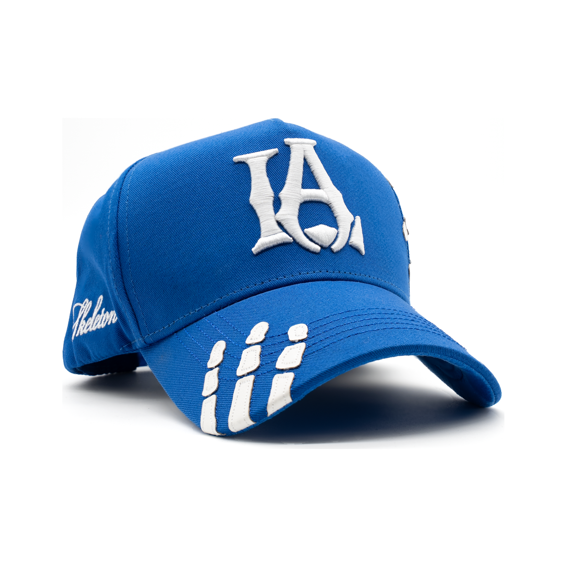 Blue LA Skeleton Hat angled view